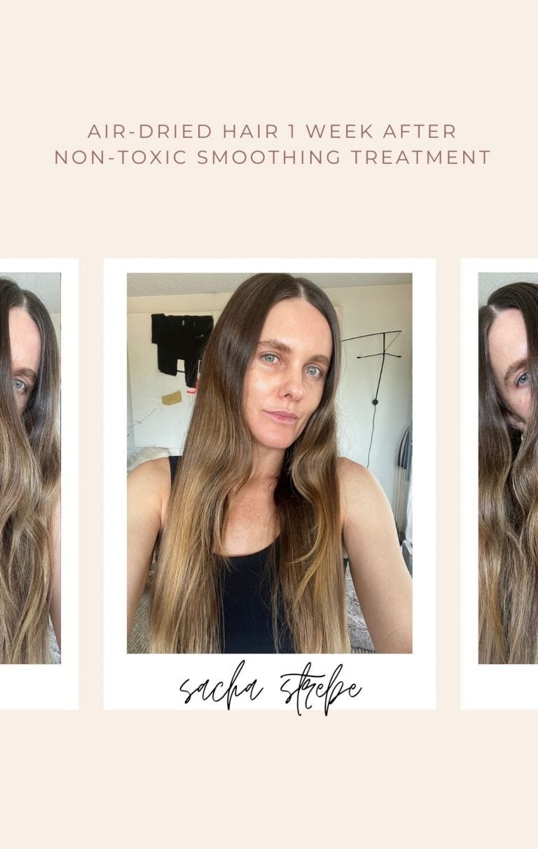 درمان صاف کننده مو ساشا استرب یک هفته پس از درمان.