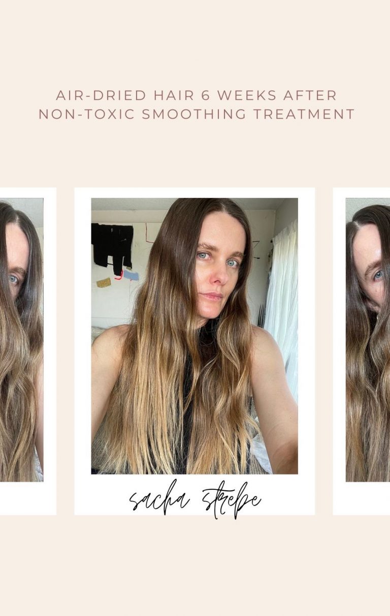 درمان صاف کردن مو ساشا استرب شش هفته پس از درمان.