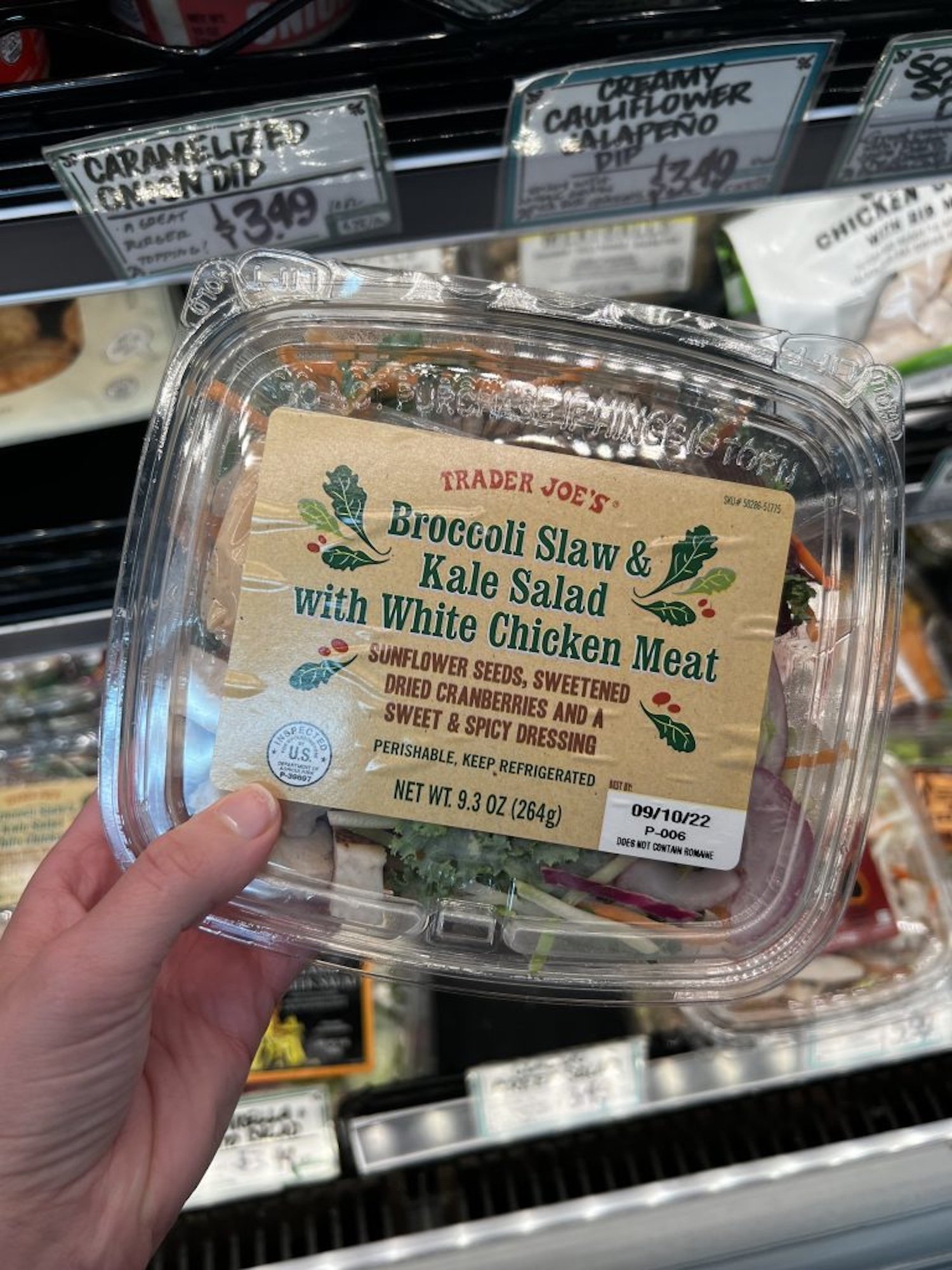 Trader Joe's Broccoli Slaw Kale Salat mit weißem Hühnerfleisch -Salat