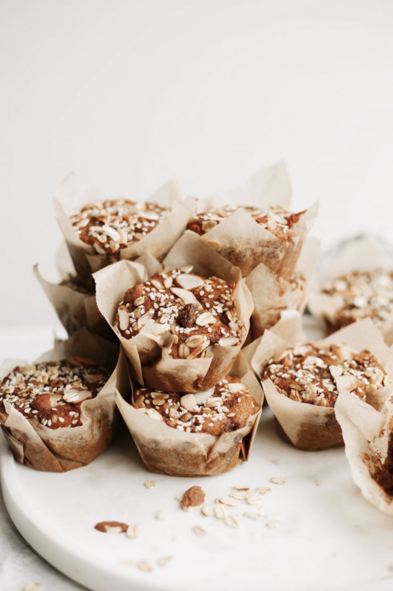 Vegan banana muffins high fiber breakfast.