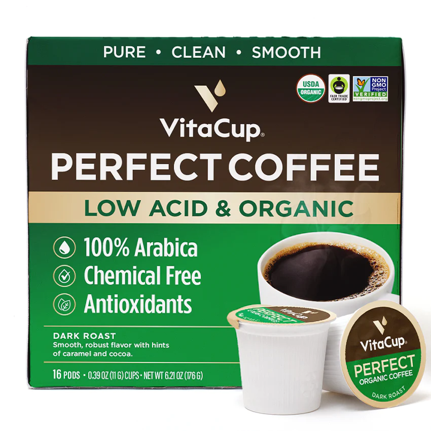 VitaCup perfect low acid coffee pods_low acid coffee brands