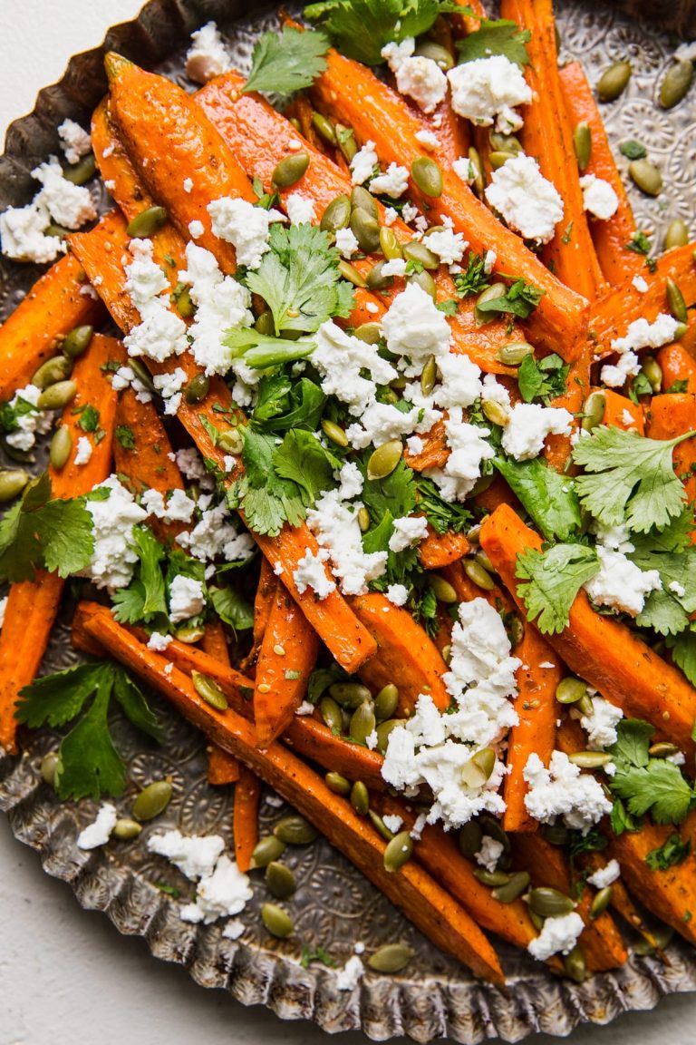 Zaatar Roasted Carrots with Feta Cheese and Pumpkin Seeds 