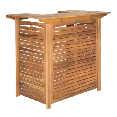 Acacia Wood Herrin Outdoor Bar Table with Shelves from World Market