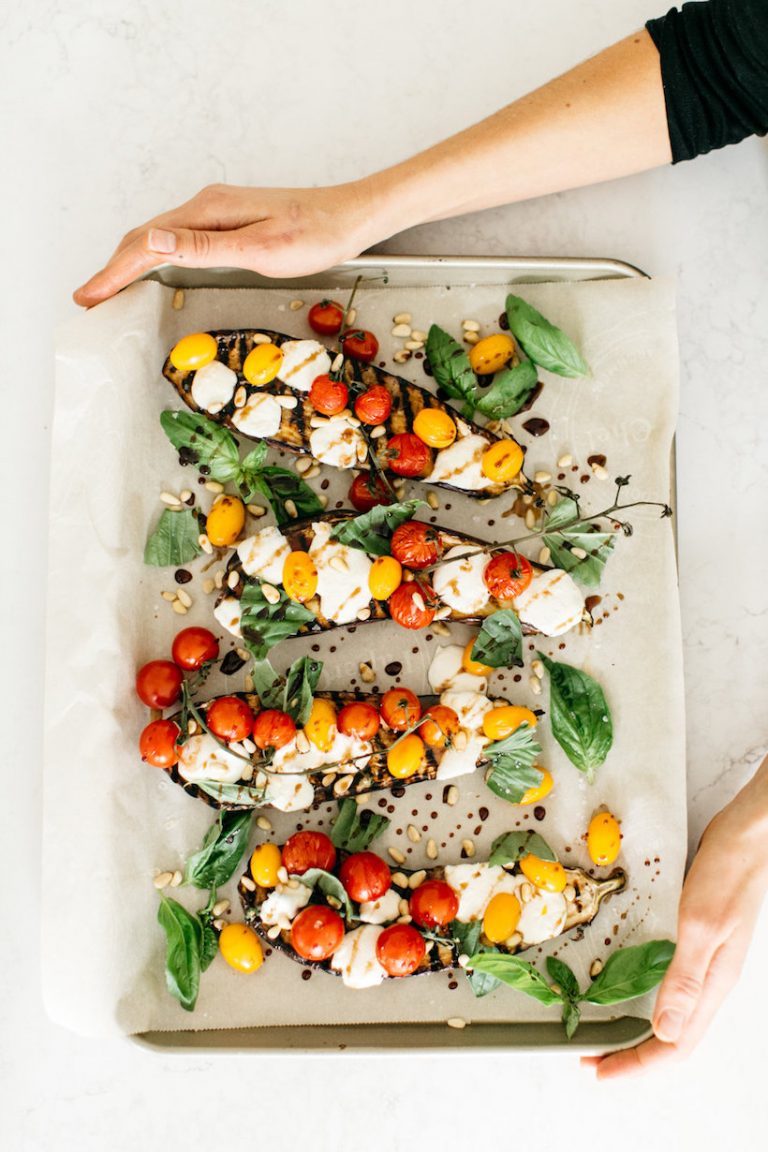 Caprese stuffed with charred eggplant