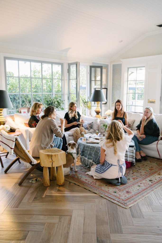 Group of women at dinner party.