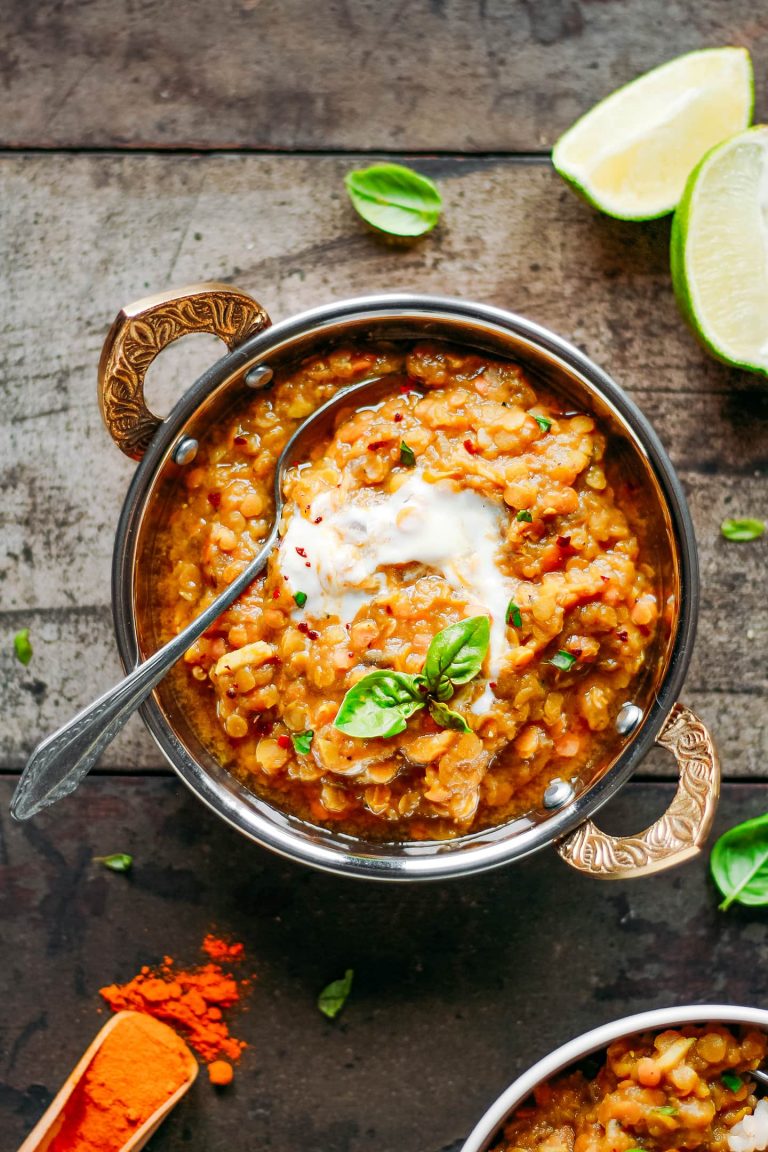 Flame-grilled eggplant dal