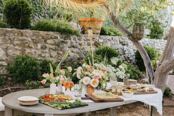 french inspired menu on an outdoor table