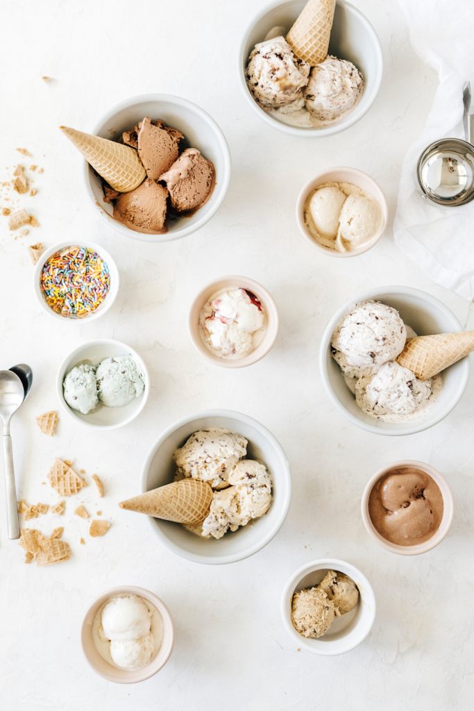 Bowls of ice cream.