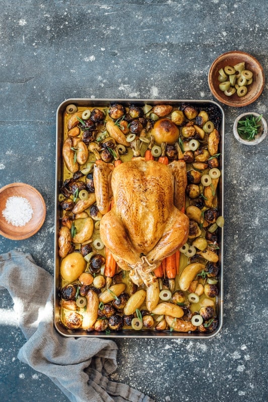 roasted chicken and vegetable confit