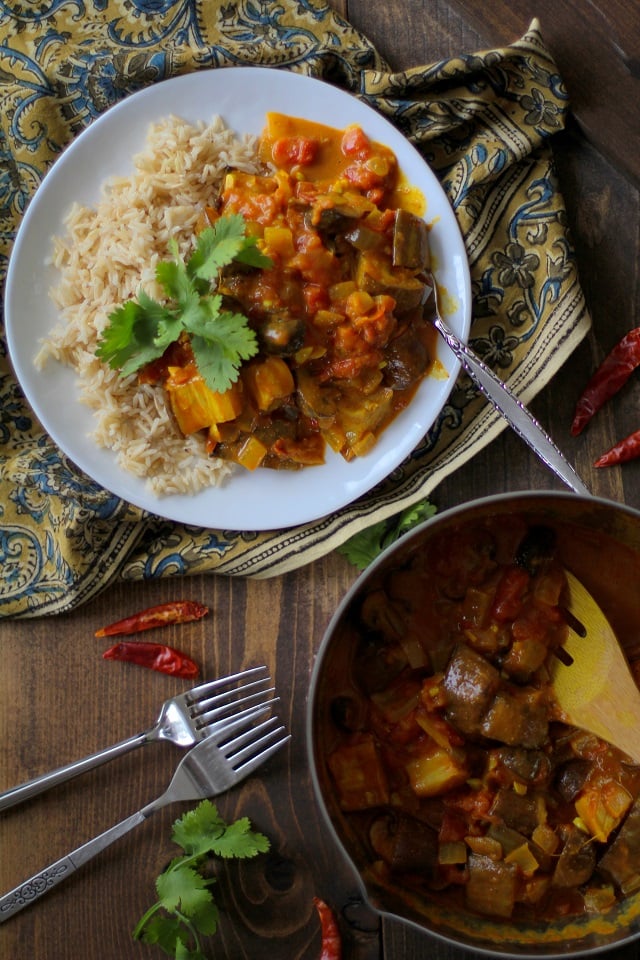 Grilled Eggplant and Mushroom Curry