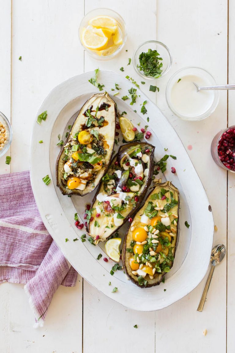 Baked eggplant stuffed