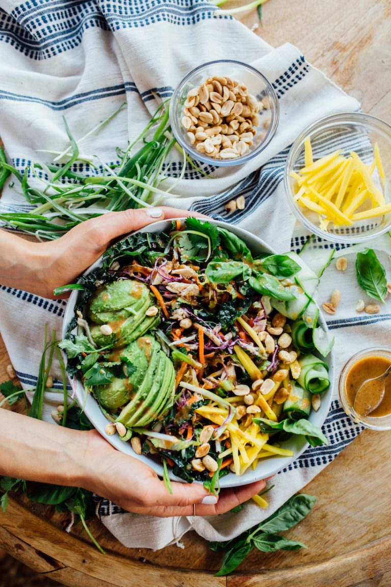 Thai chicken salad with spicy peanut dressing