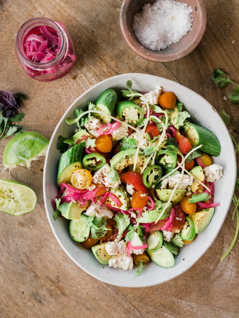 tomato, avocado, and cucumber salad_easy summer salads
