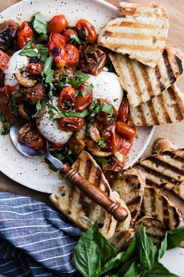 braised tomatoes with burrata