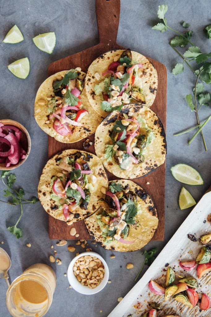 spicy peanut brussels sprouts tacos_beach dinner ideas