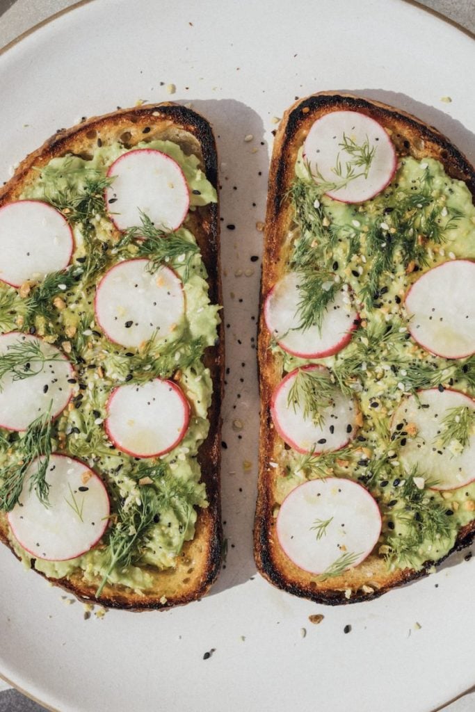 Avocado Toast with Kale Pesto and Crunchy Veggies