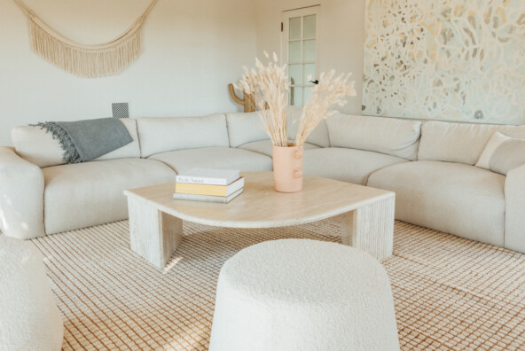 Neutral, modern living room.