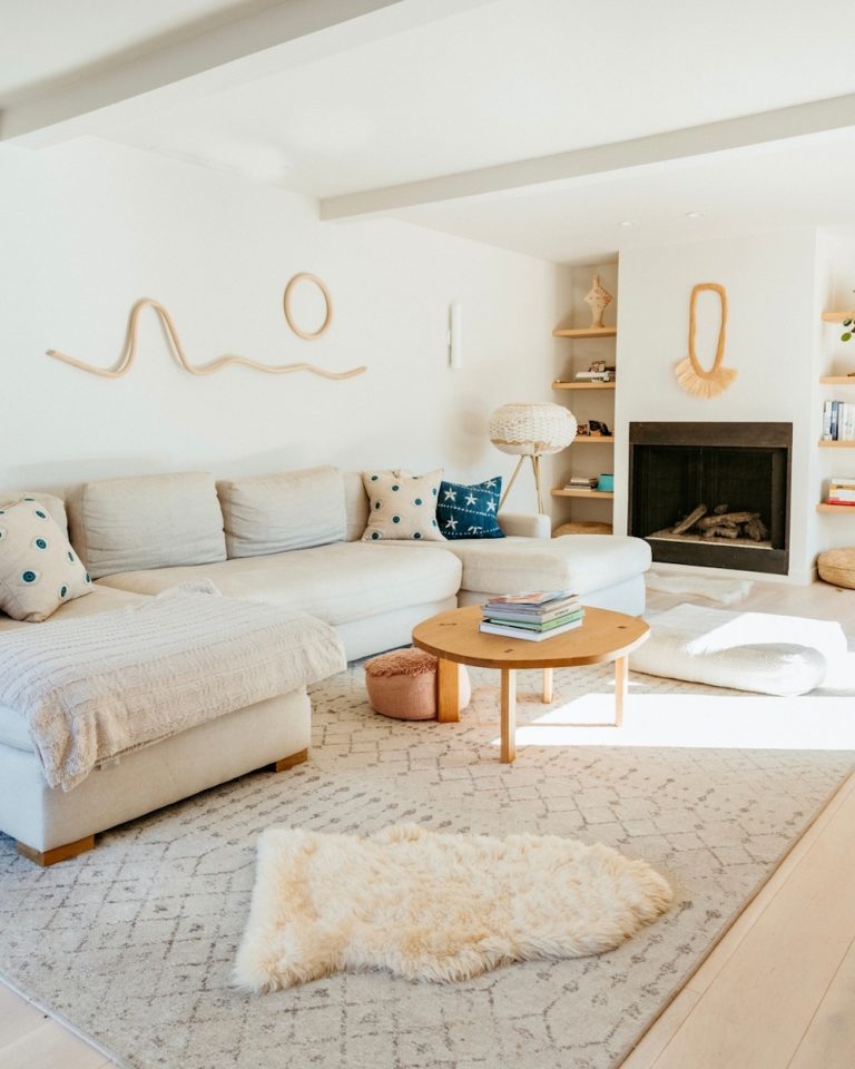 Neutral, modern living room.