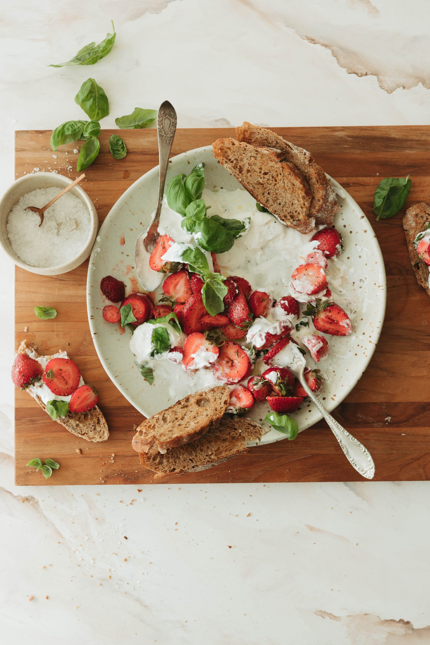 strawberry caprese salad with basil