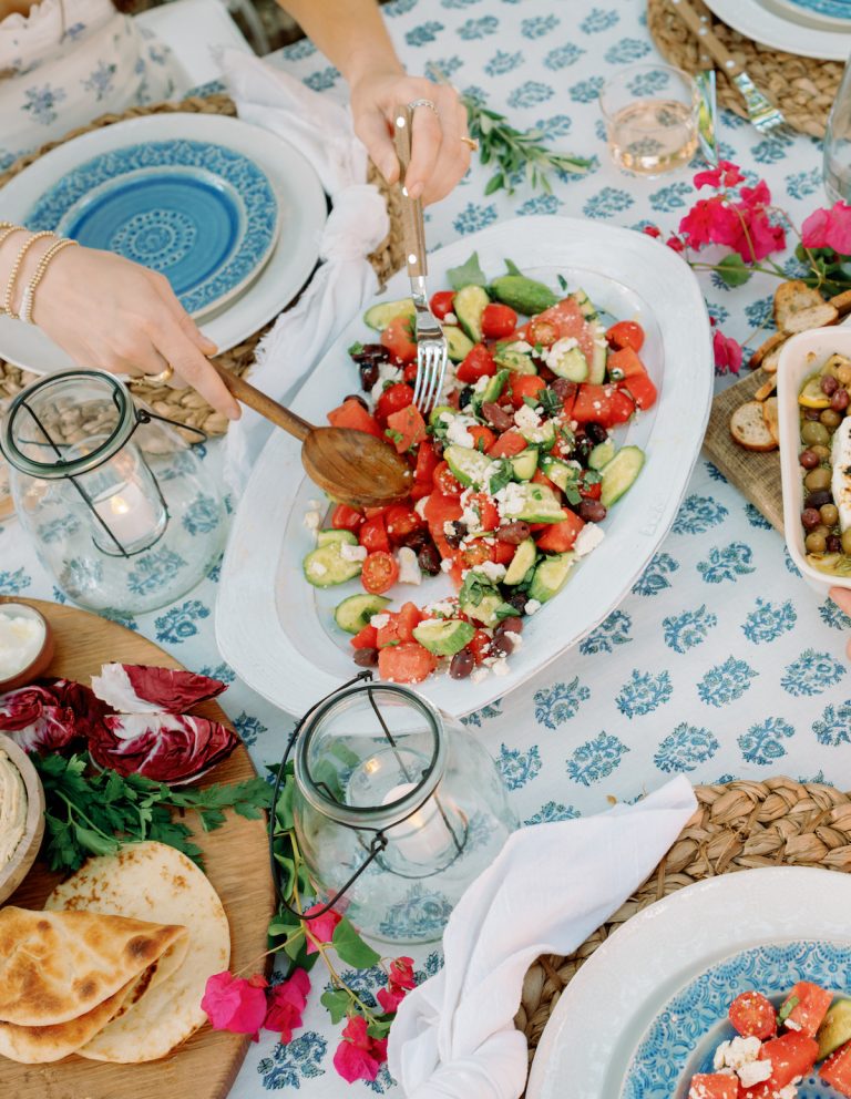 watermelon chopped greek salad_beach dinner ideas