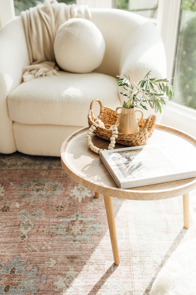 Modern armchair and coffee table.