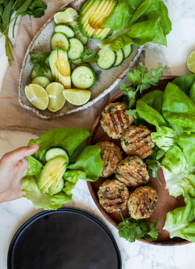 Chicken burger lettuce wraps.