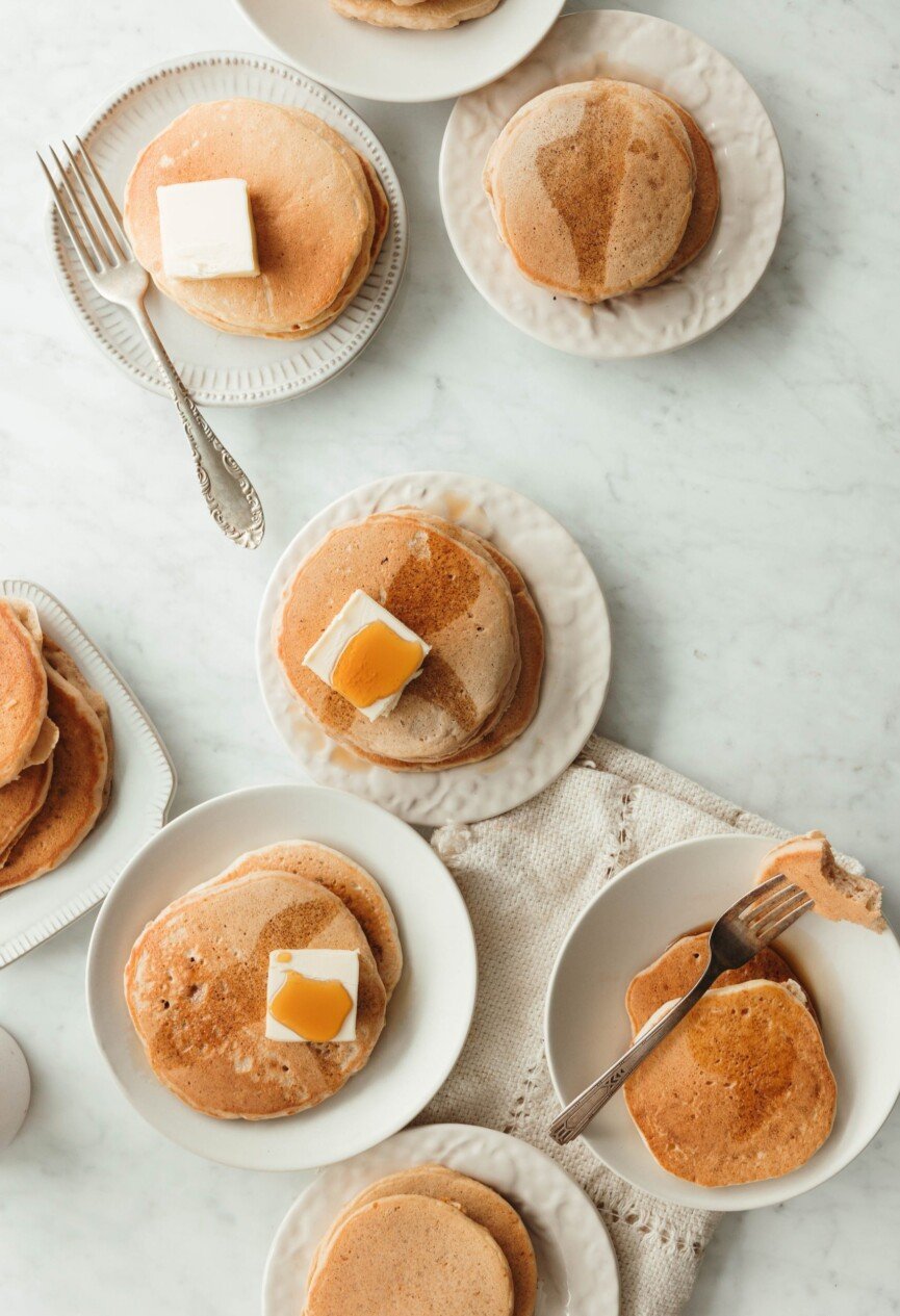 pancakes on plates