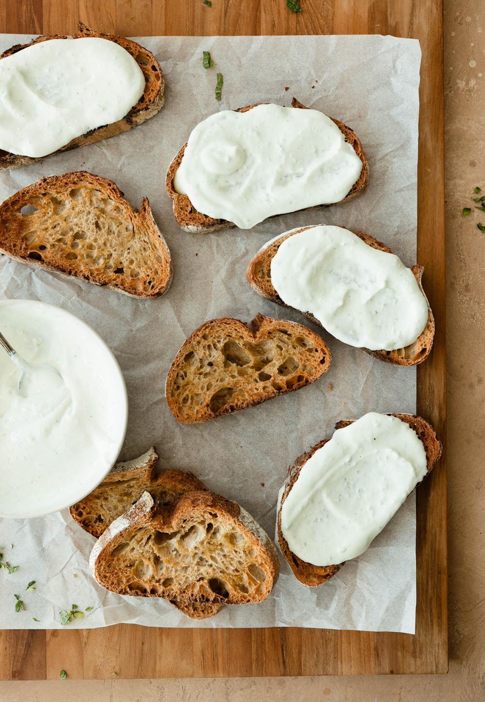 Spicy ricotta melon toast.