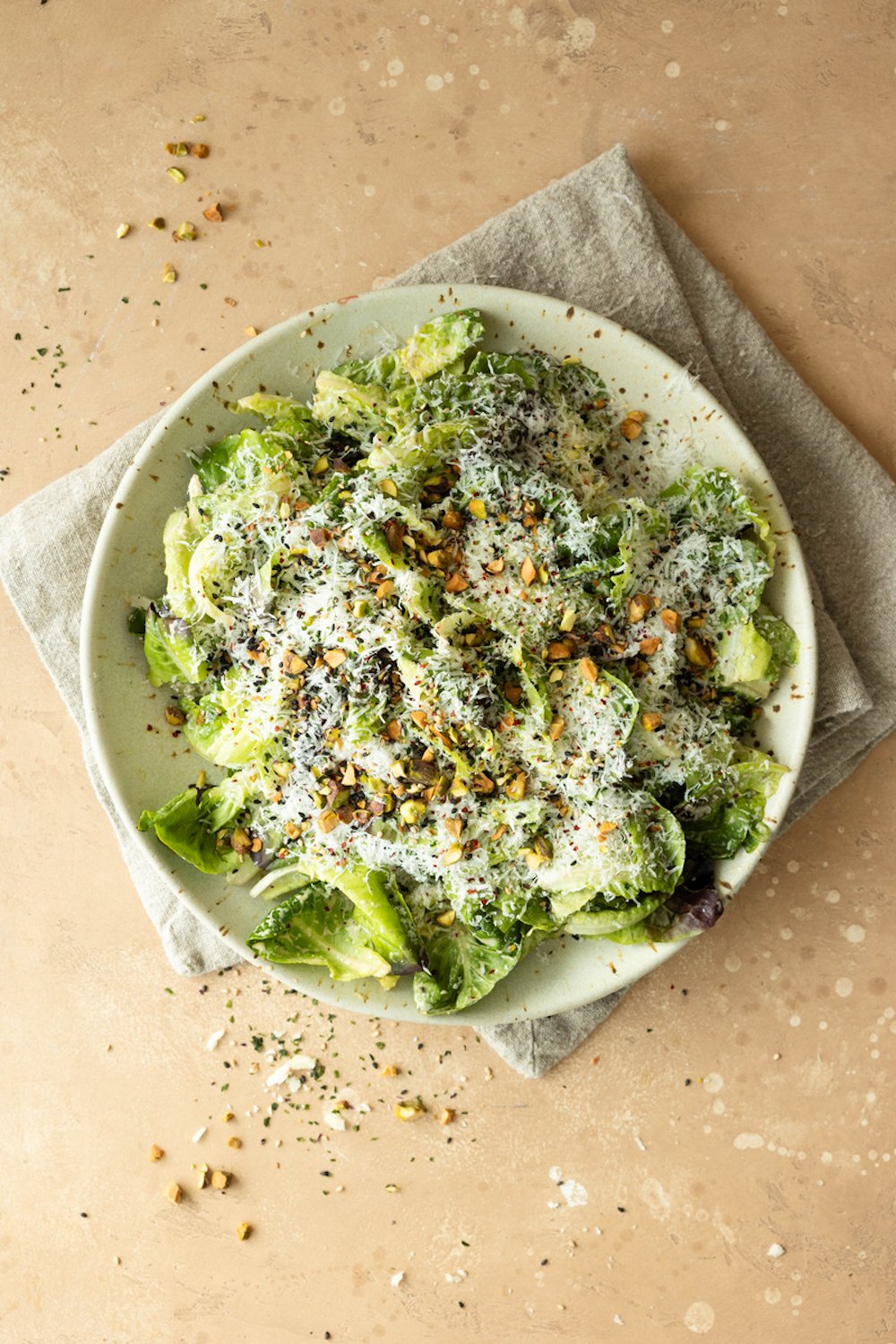 Green salad with sesame dressing.