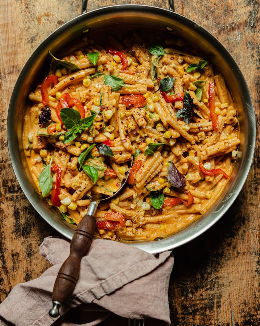 Roasted red pepper pasta.
