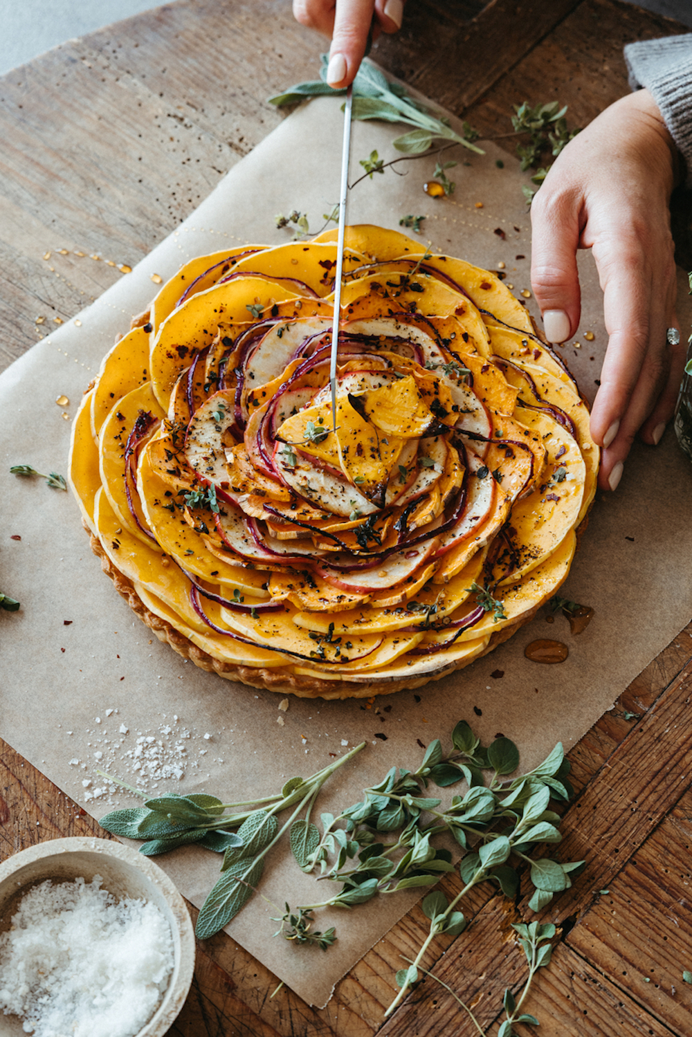 Butternut squash tart - healthy holiday ingredient swaps