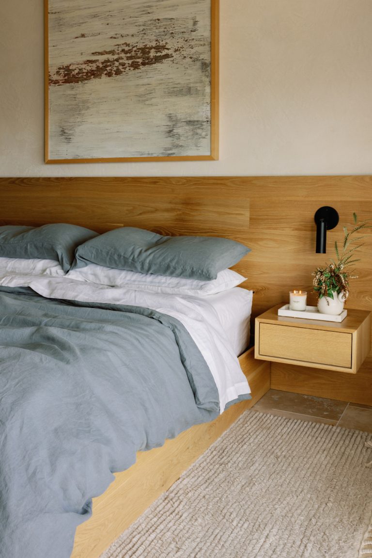 Calming, minimalist bedroom.
