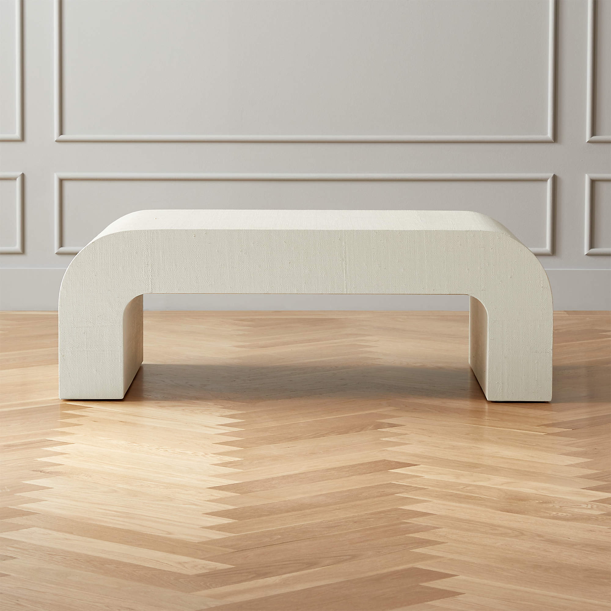 horeshoe white lacquered linen coffee table