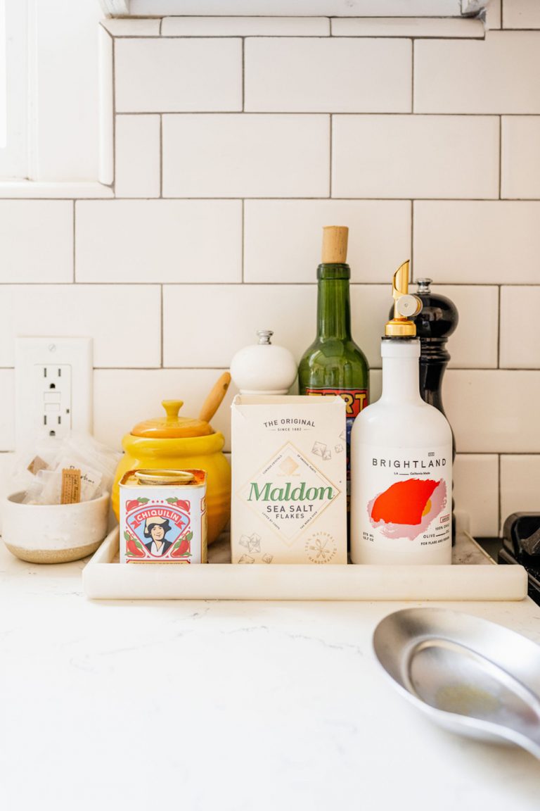 Kitchen condiments and salt.