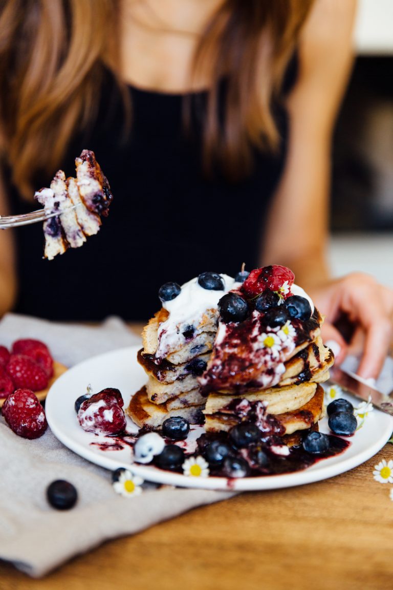 Protein Pancakes with Blueberries & Chia Seeds