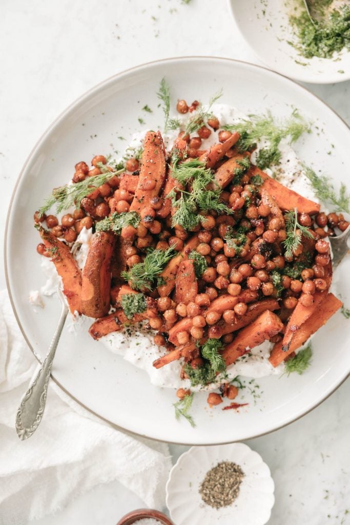 Sweet Potato and Chickpea Bowl with Feta Yogurt