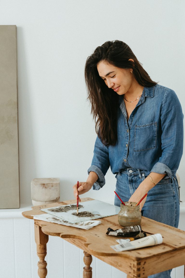 Woman painting.