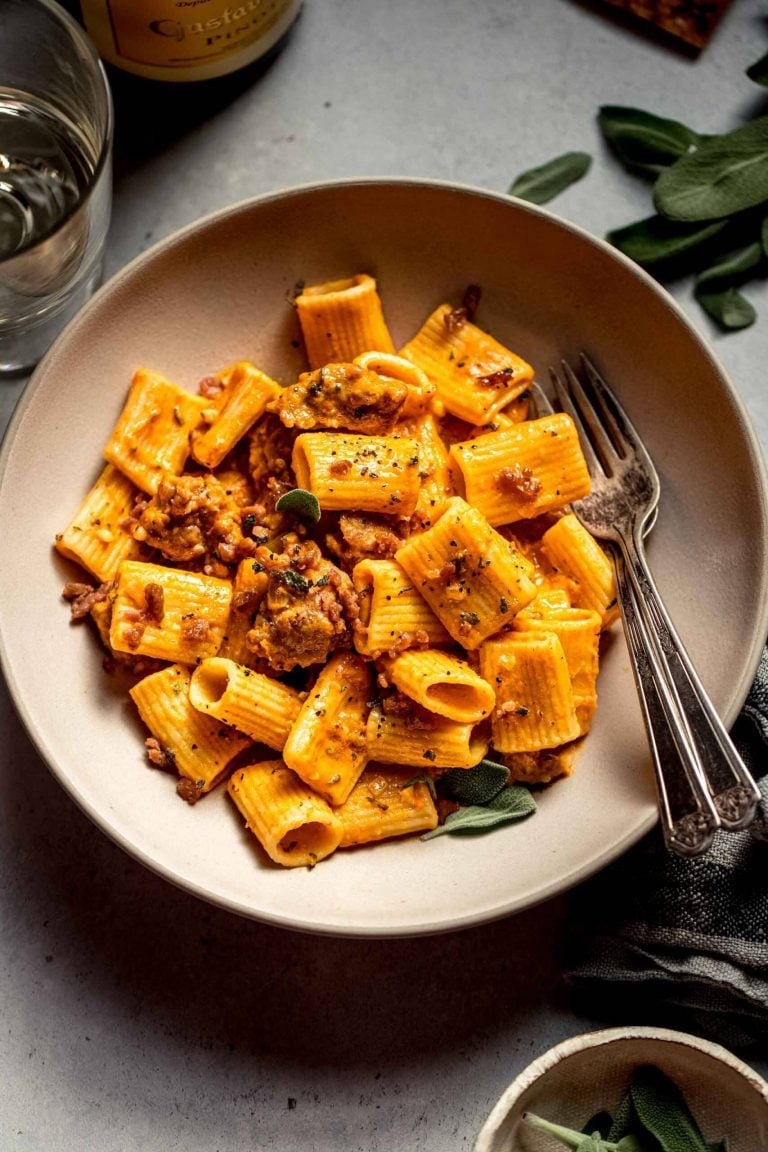 Creamy Pumpkin Pasta with Sausage from Platings and Pairings