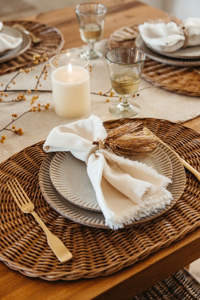Simple wrapped place setting.