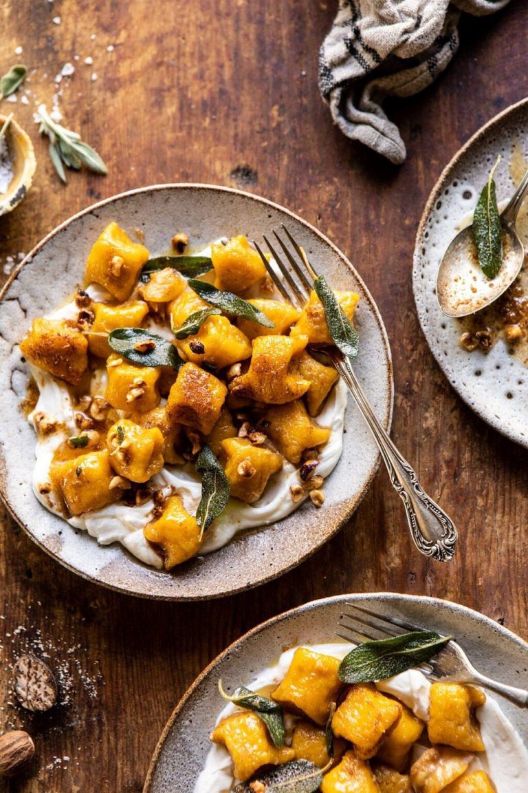Pumpkin Cauliflower Gnocchi with Nutty Browned Butter and Whipped Ricotta from Half Baked Harvest