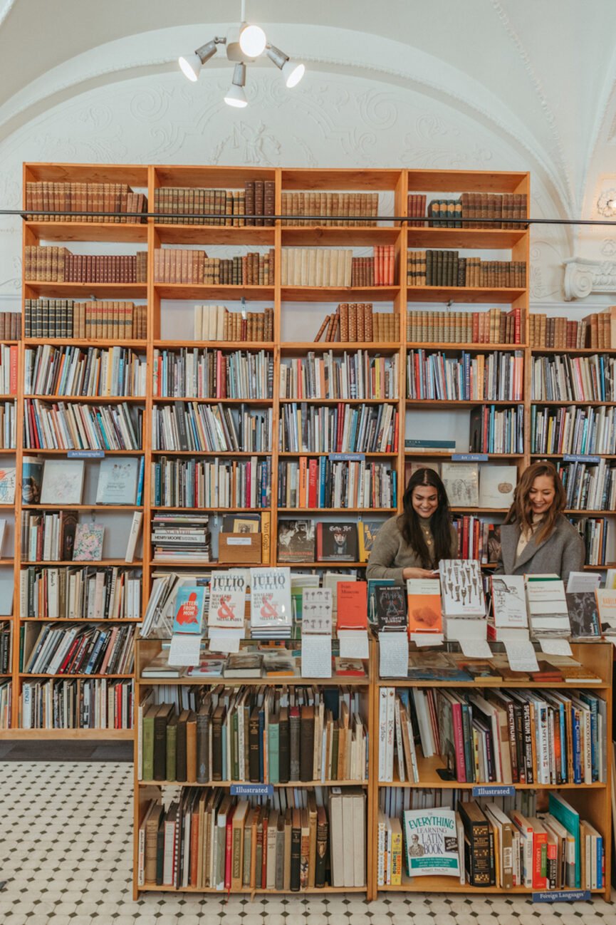 Woman in bookstore.