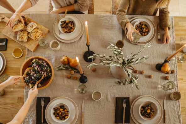 natural fall harvest tablescape with olive branches - thansgiving inspiration - casa zuma