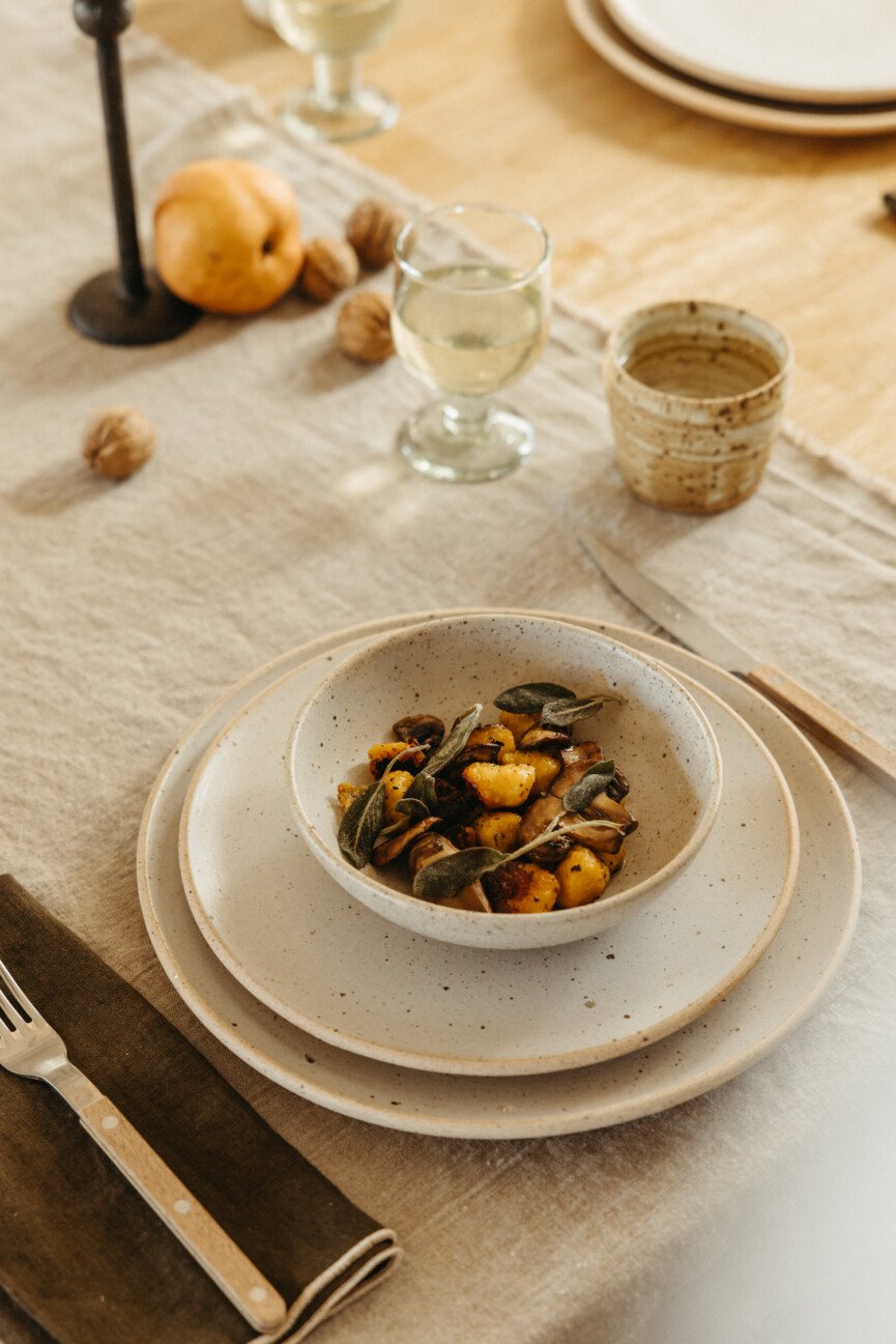 pumpkin gnocchi with sage brown butter, fall dinner party recipes