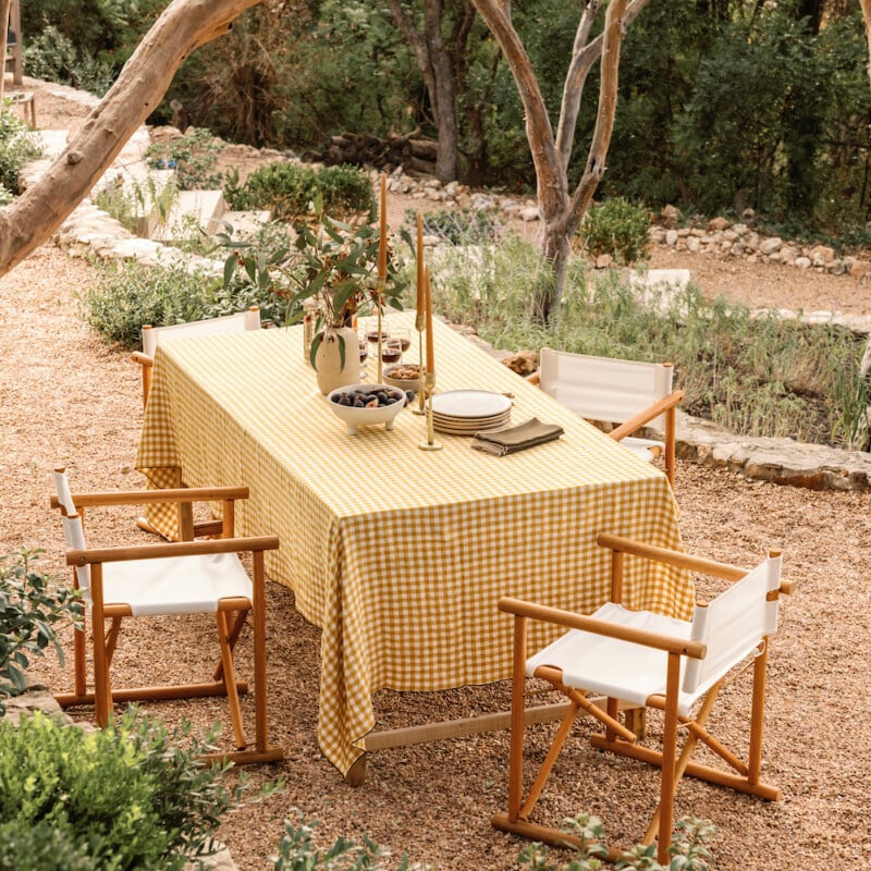 al fresco fall dining table with folding directors chairs