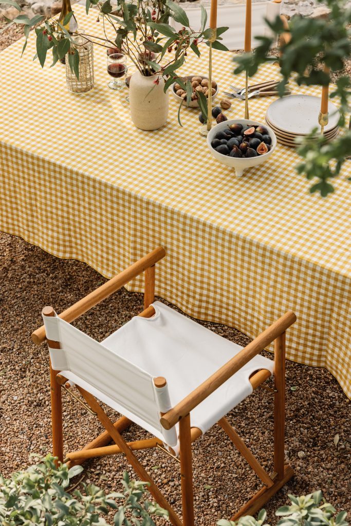 al fresco fall dining table with folding directors chairs