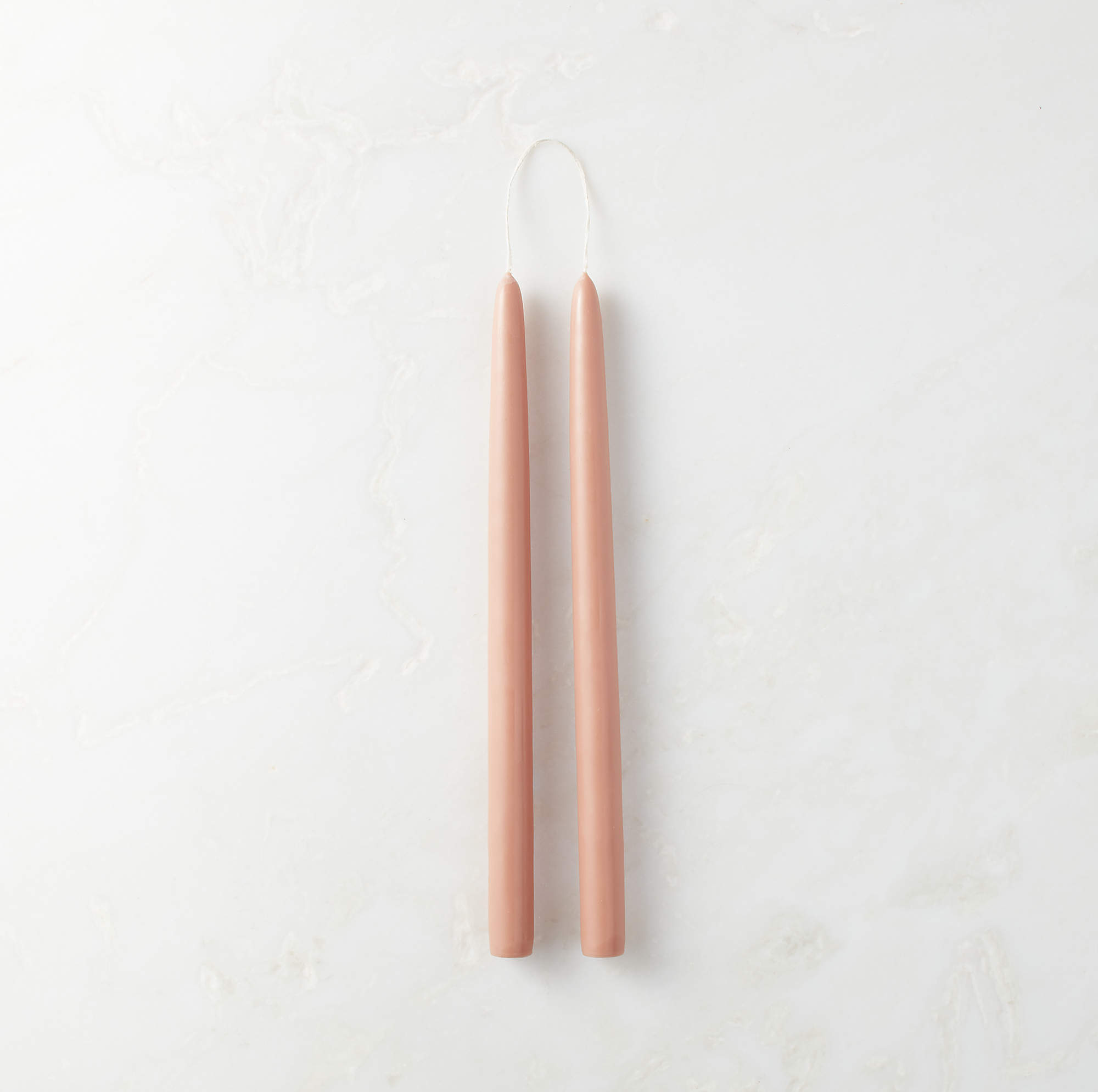 LIGHT BROWN TAPER CANDLES SET OF 2
