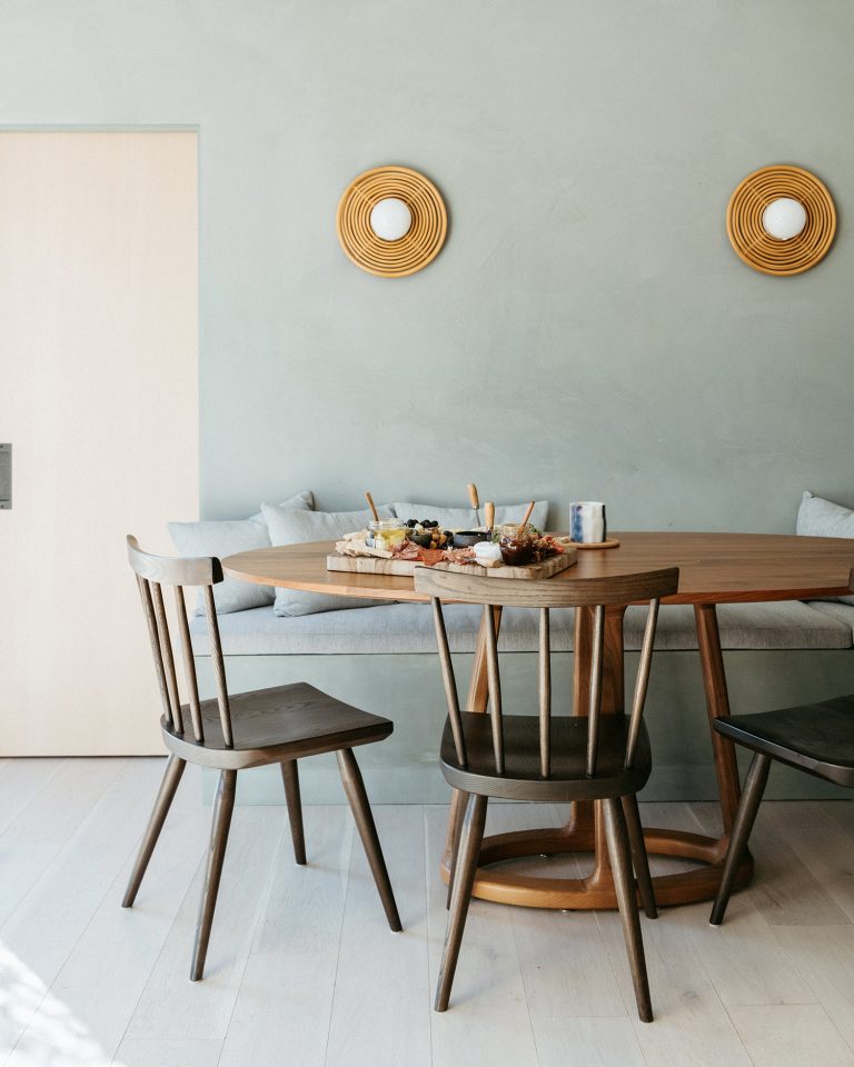 Blue dining room.