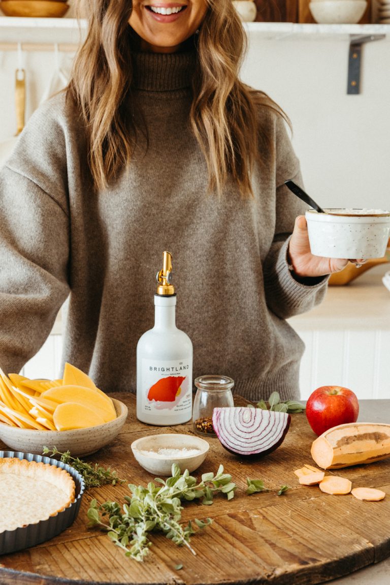 Woman prepping food ingredients.