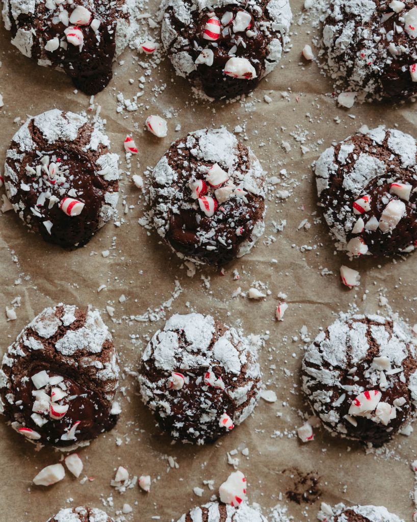 Chocolate Peppermint Snowball Cookies
