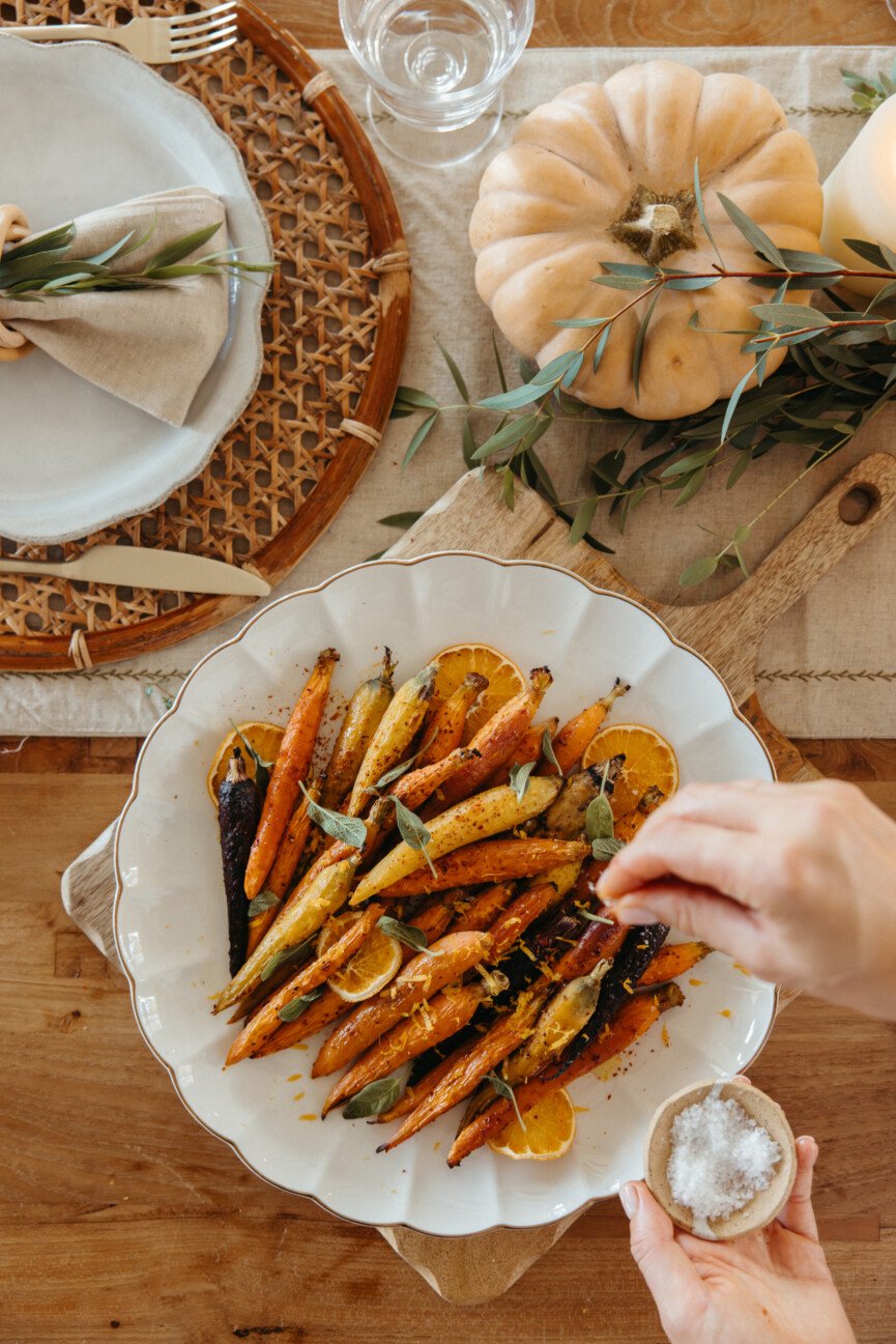 prepping carrots for thanksgiving